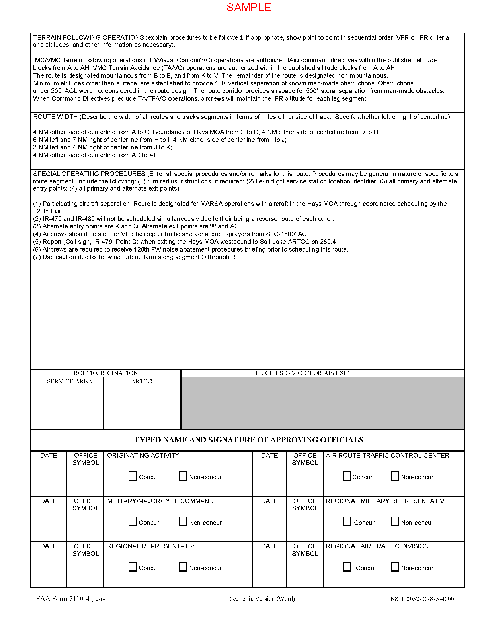 A graphic depicting FAA Form 7110-4, Military Training Route Data